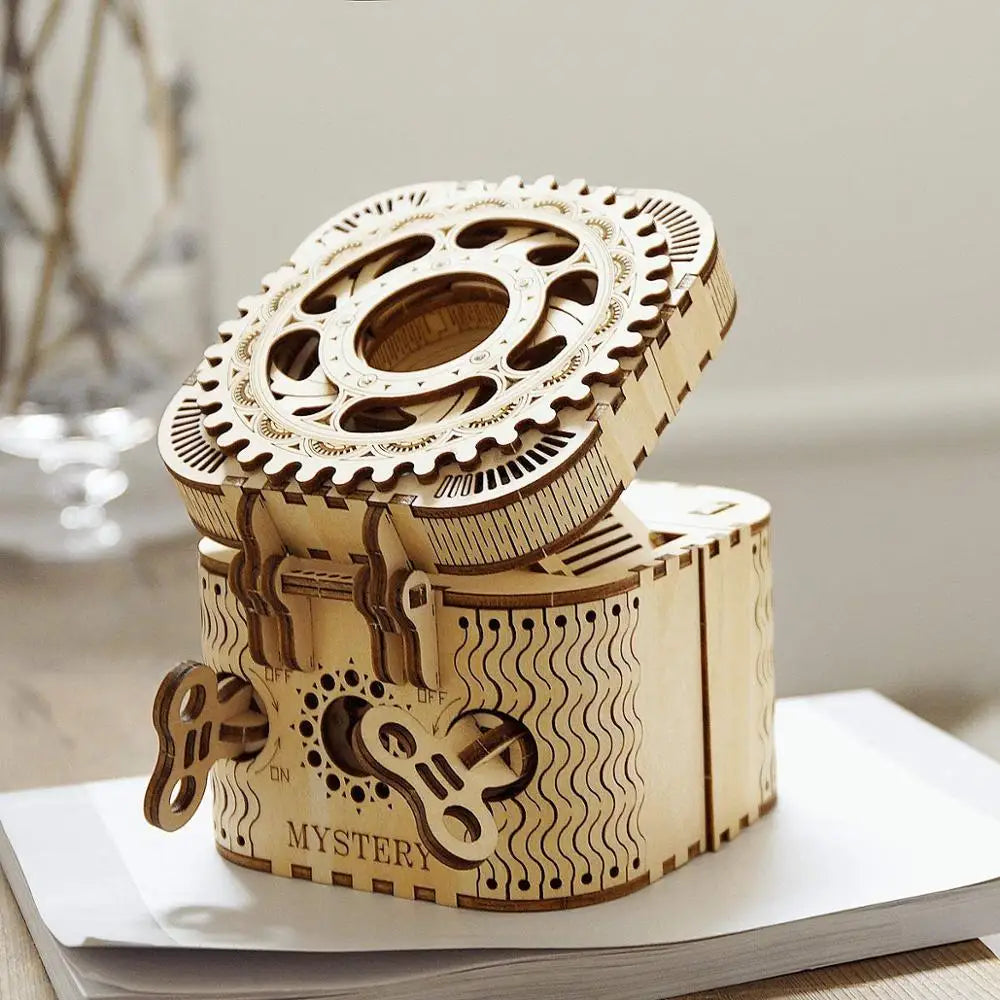123pcs Creative DIY 3D Treasure Box Wooden Puzzle Game Assembly Toy Gift for Children