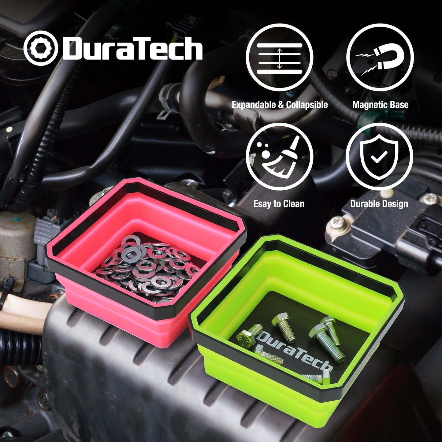 3 Pack Magnetic Silicone Foldable Parts Tray Set