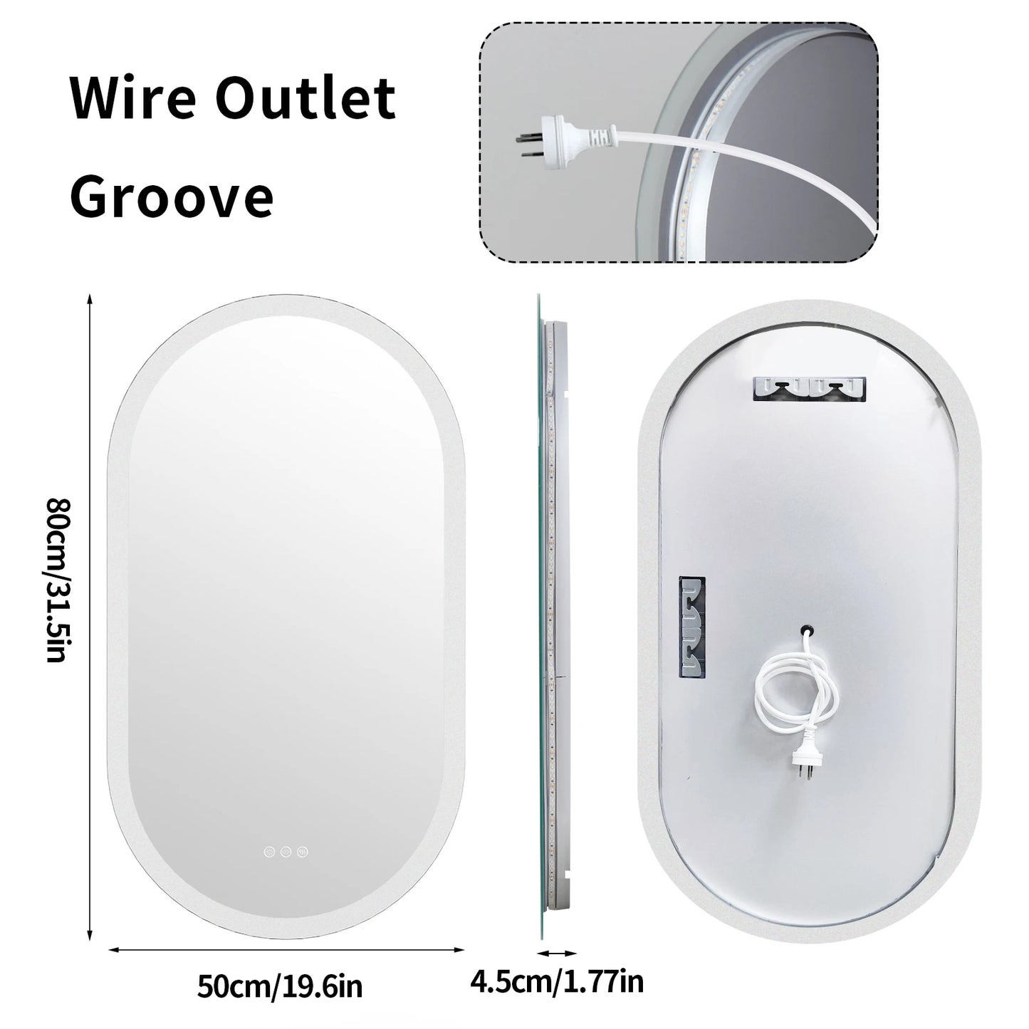 Oval Lighted Vanity Mirror with Anti-Fog