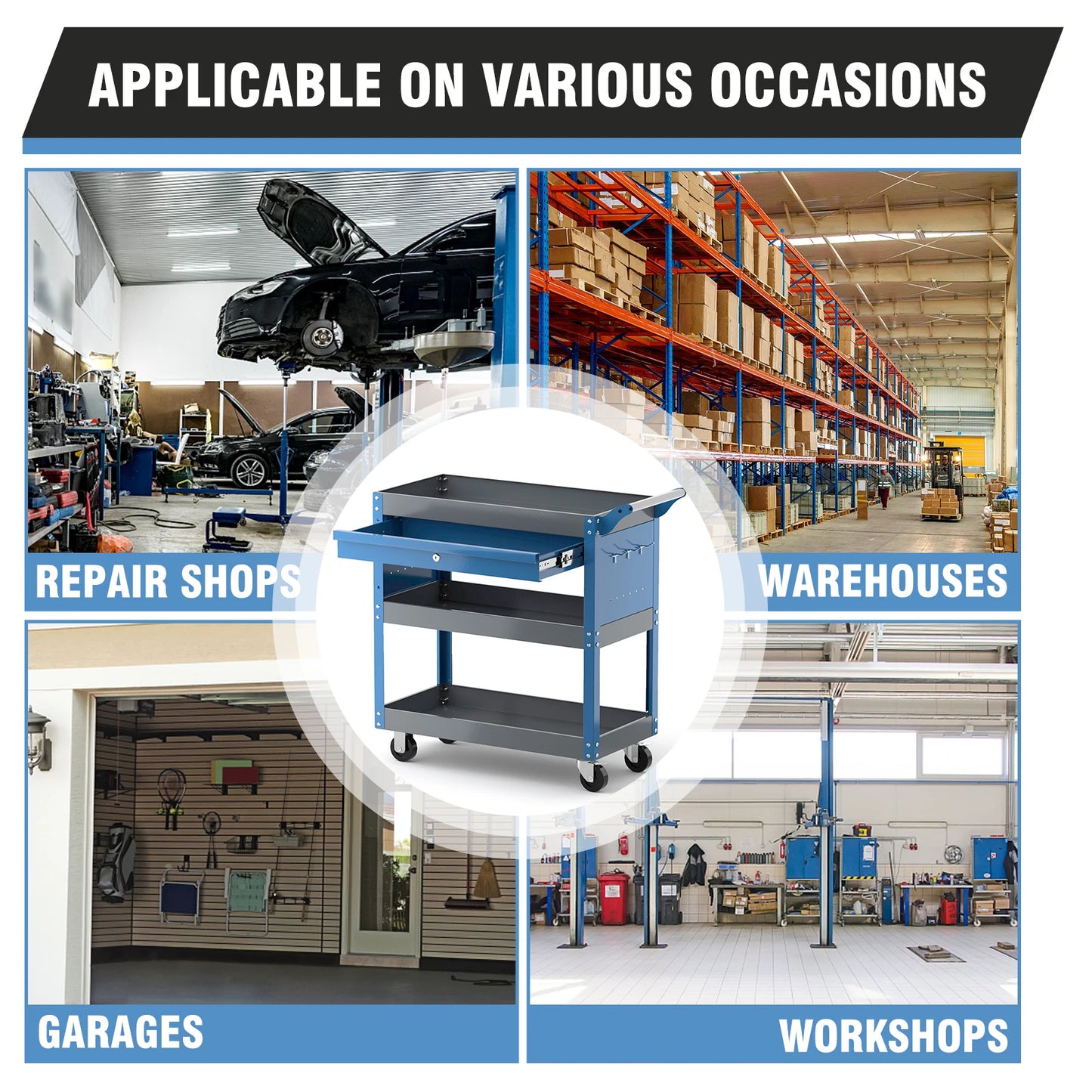 3 Tier Rolling Tool Cart