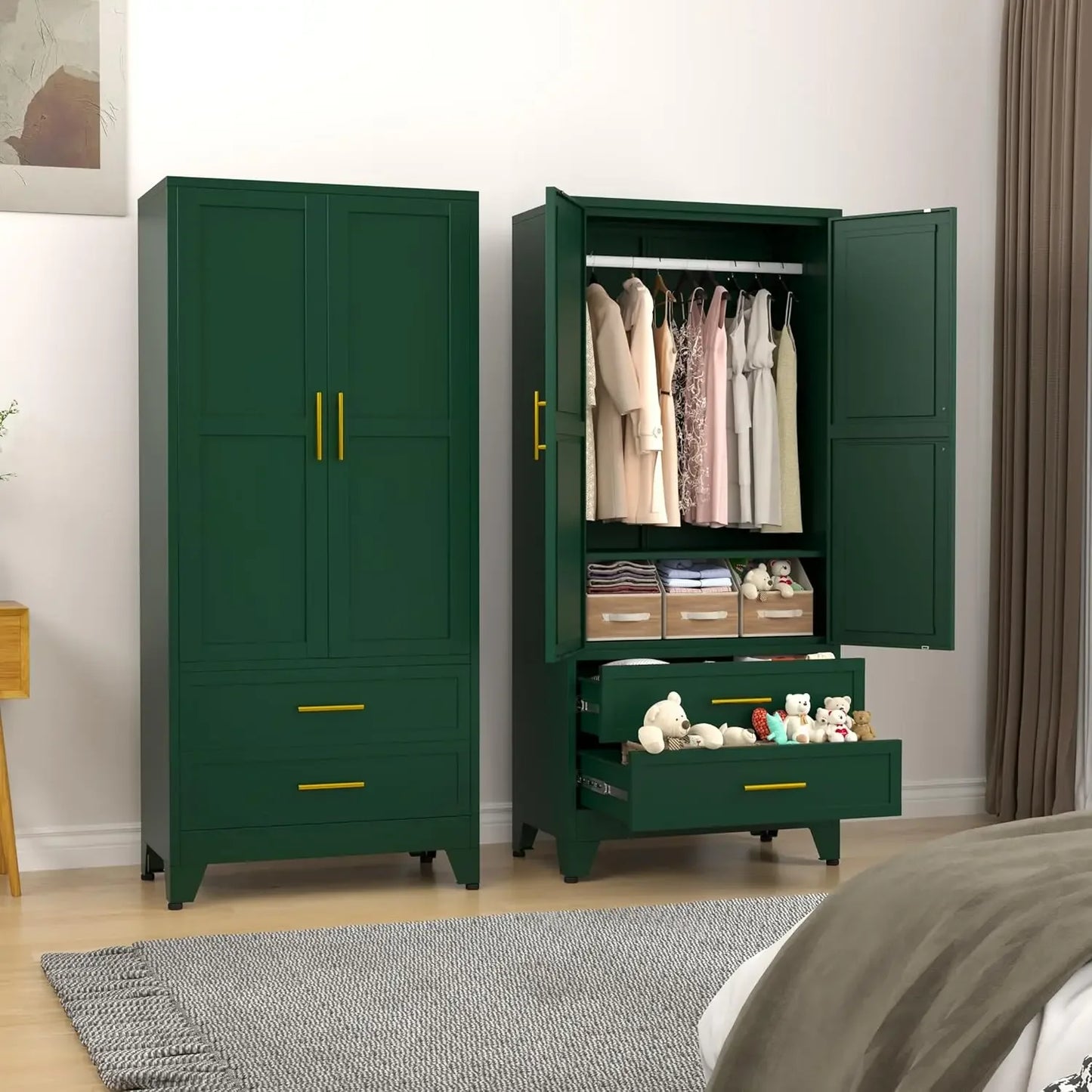 High steel wardrobe and storage cabinet