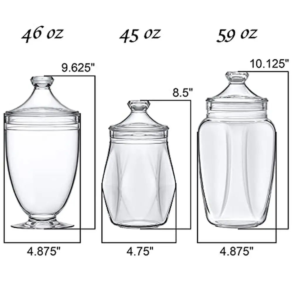 3-Piece Acrylic Plastic Containers with Lid