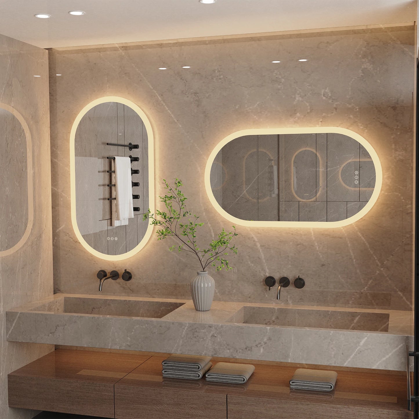 Oval Lighted Vanity Mirror with Anti-Fog
