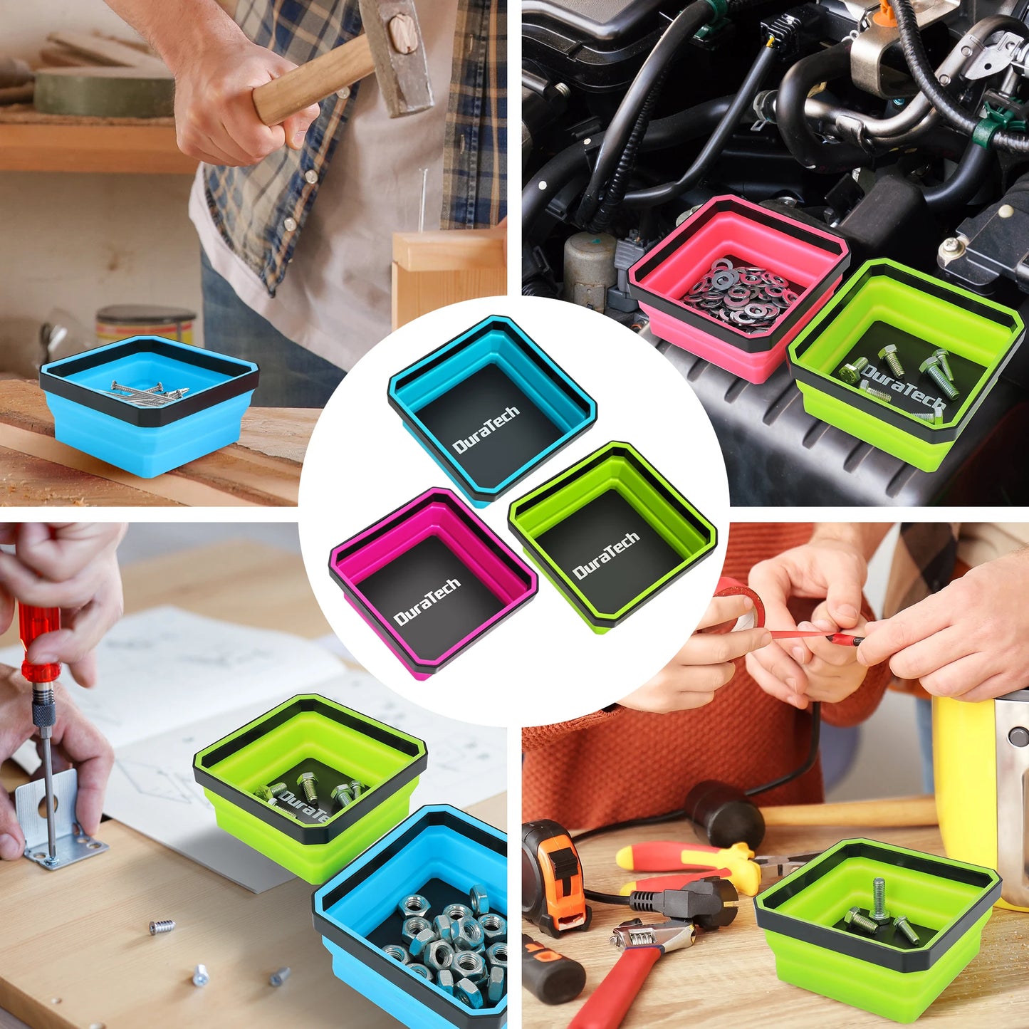 3 Pack Magnetic Silicone Foldable Parts Tray Set