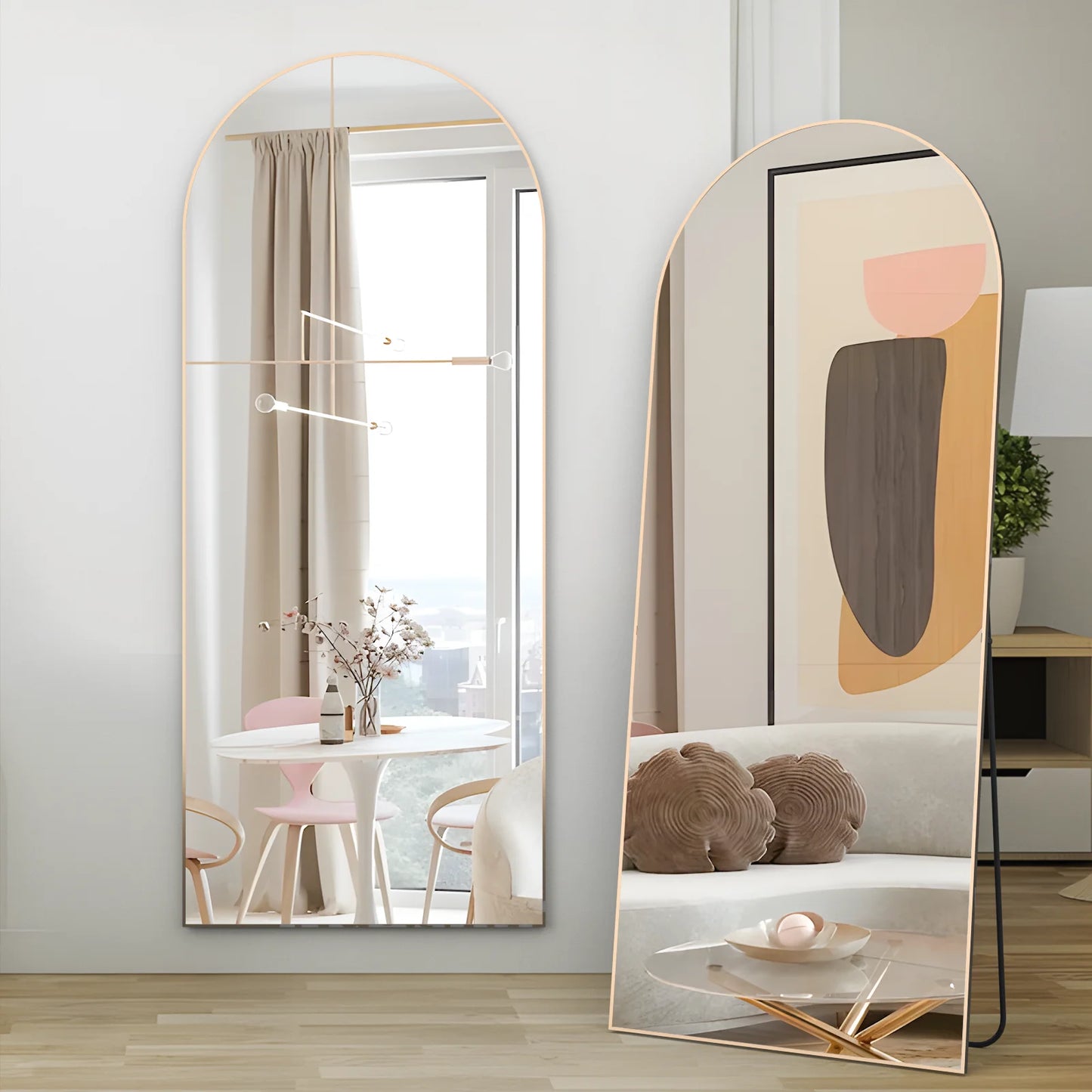 Arched Floor Standing Full Length Mirror