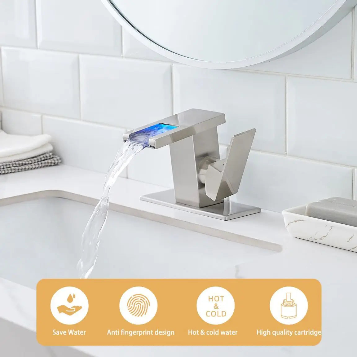 Single Handle LED Waterfall faucet