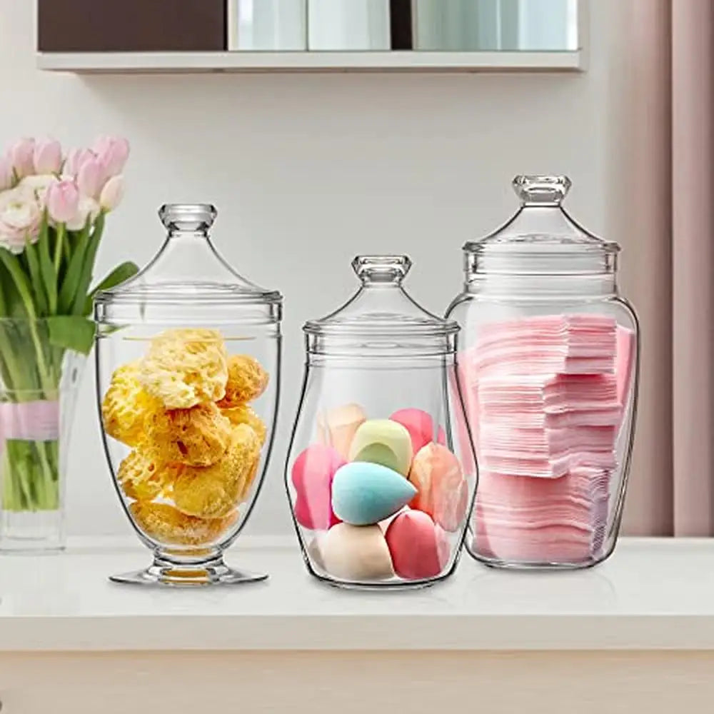 3-Piece Acrylic Plastic Containers with Lid