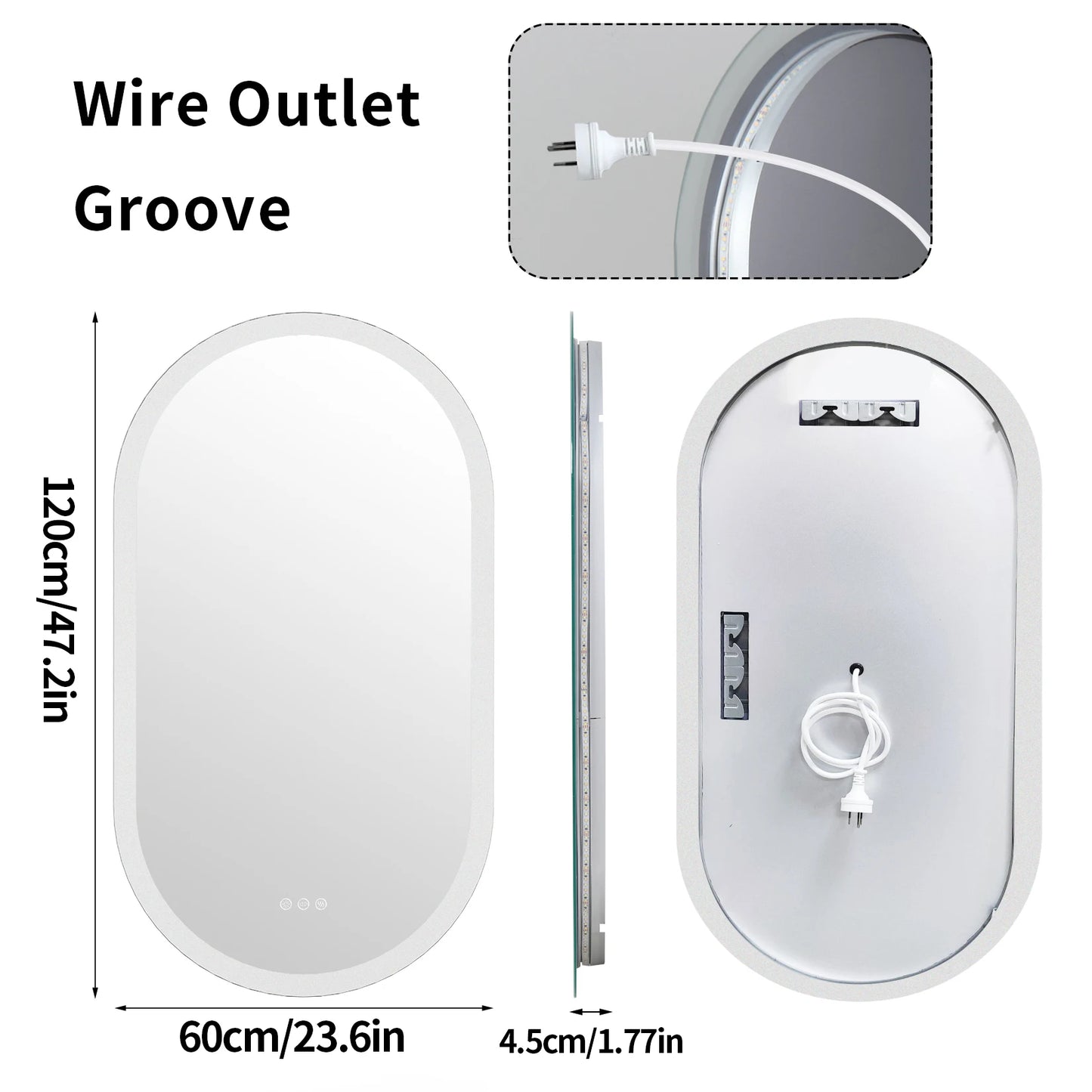 Oval Lighted Vanity Mirror with Anti-Fog