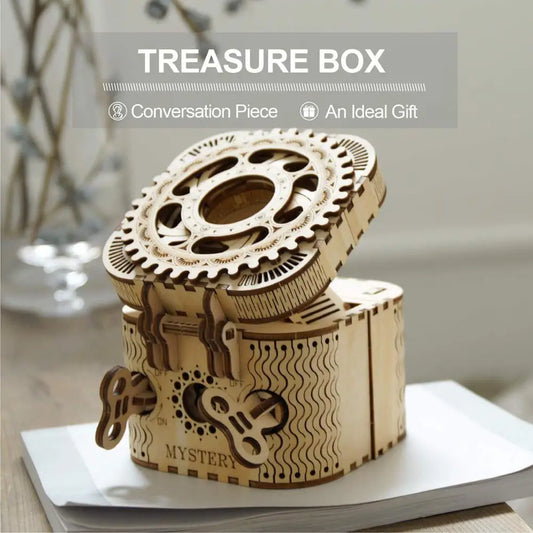 123pcs Creative DIY 3D Treasure Box Wooden Puzzle Game Assembly Toy Gift for Children