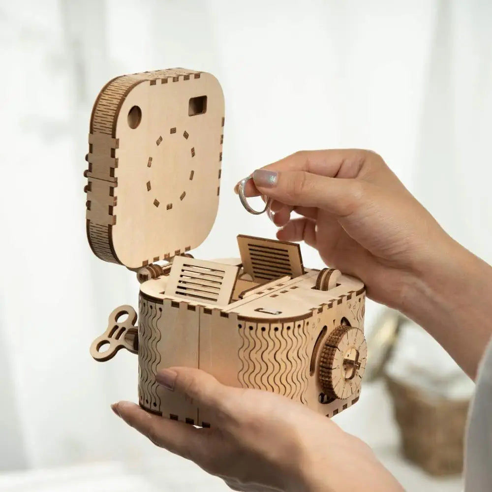 123pcs Creative DIY 3D Treasure Box Wooden Puzzle Game Assembly Toy Gift for Children