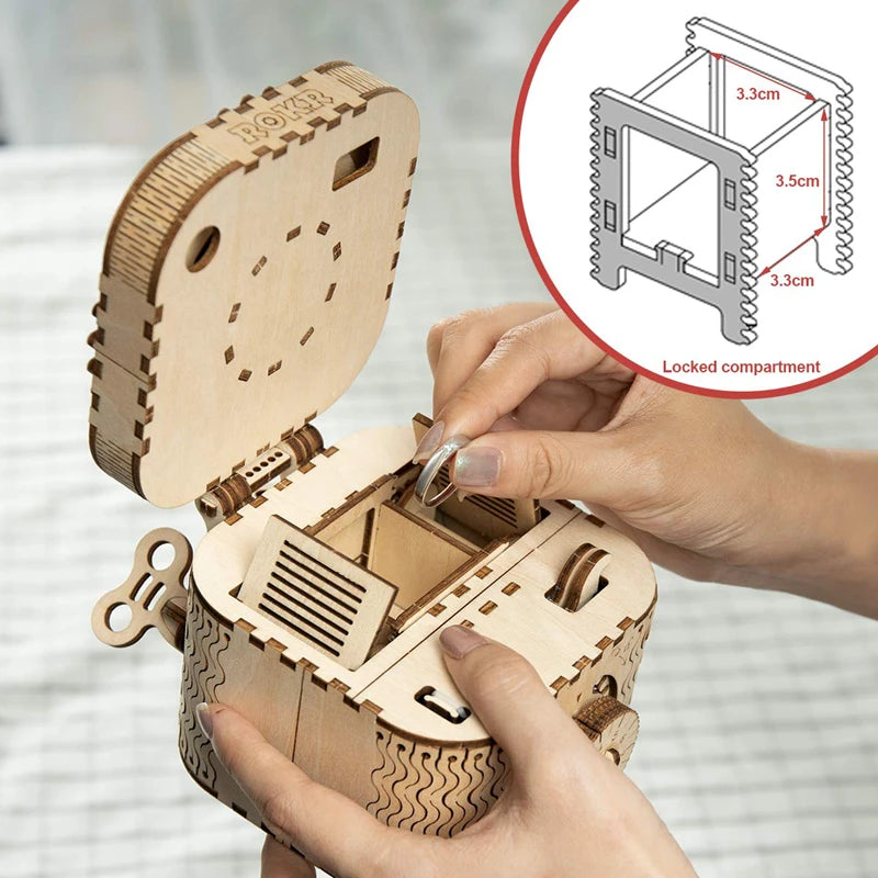 123pcs Creative DIY 3D Treasure Box Wooden Puzzle Game Assembly Toy Gift for Children