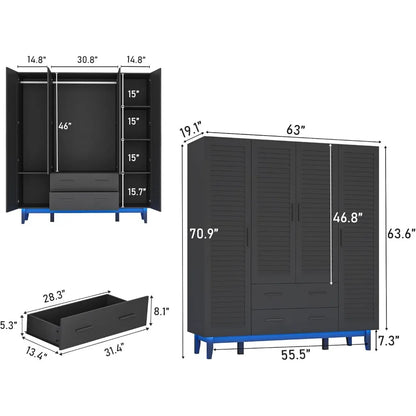 Wardrobe Cabinet with Drawers and Lights