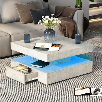 LED Coffee Table with 2 Storage Drawers