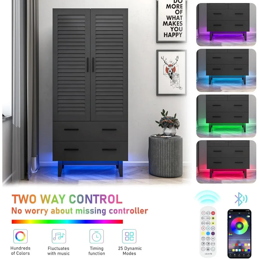 Wardrobe Cabinet with Drawers and Lights