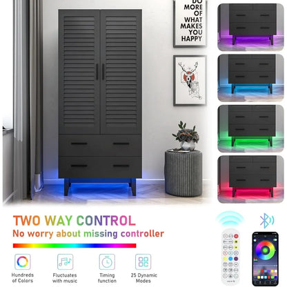 Wardrobe Cabinet with Drawers and Lights