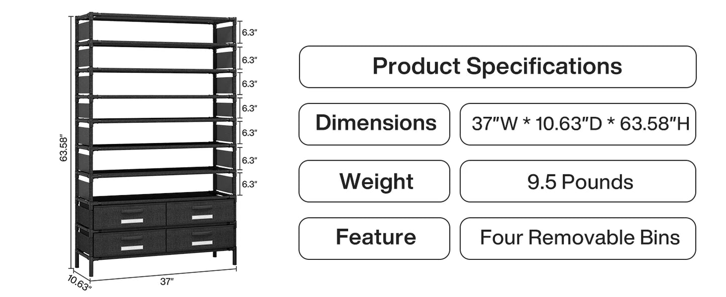 10 tier Vertical Shoe Rack and Storage
