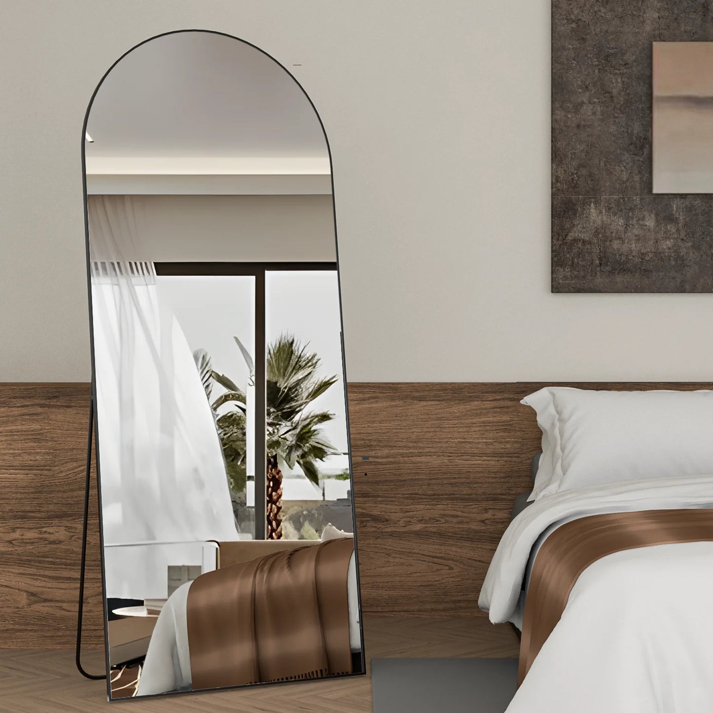 Arched Floor Standing Full Length Mirror
