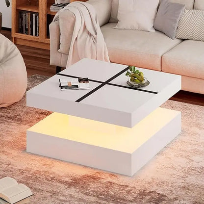 LED Coffee Table with 2 Storage Drawers
