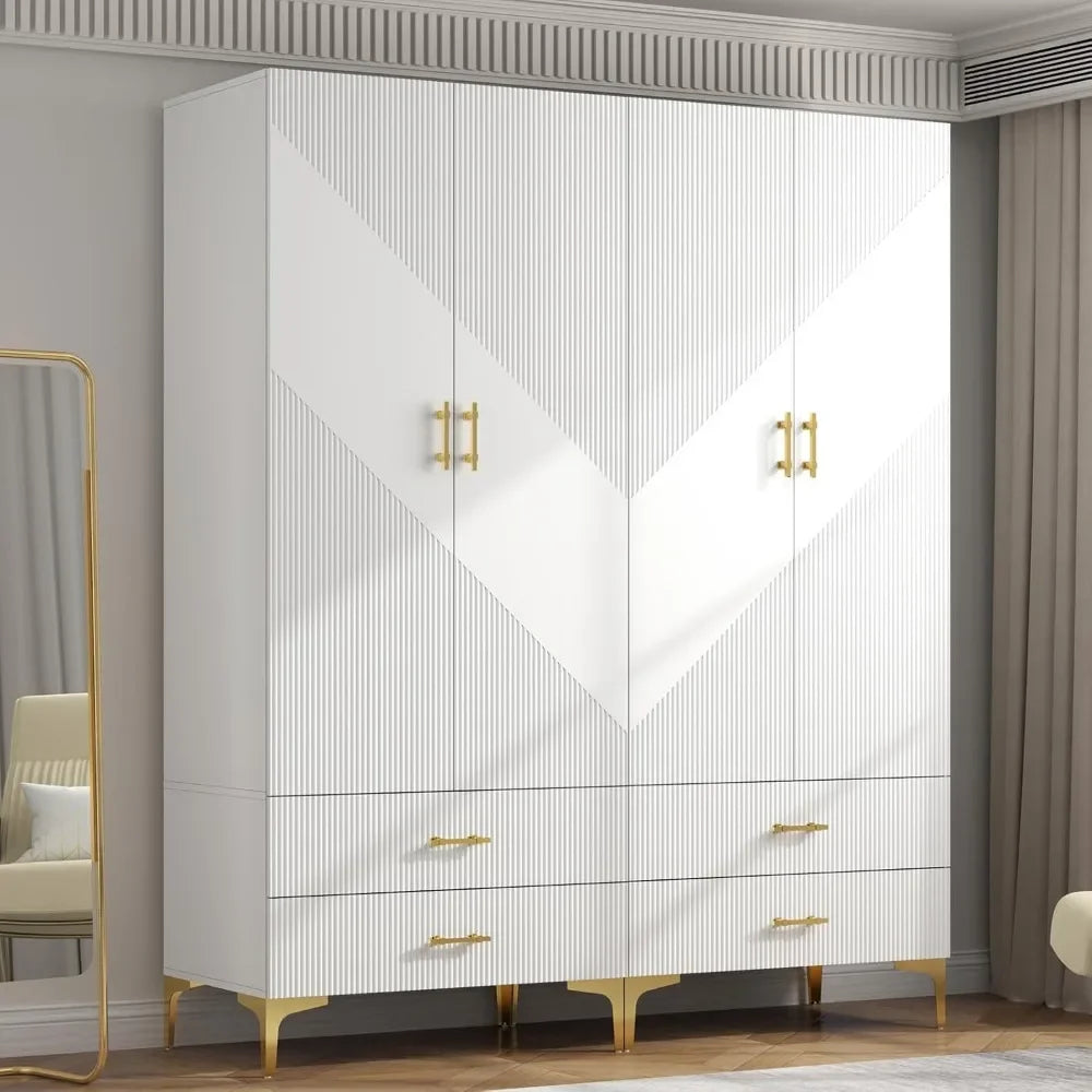 4 Doors and 4 Drawers Twill Closet Storage