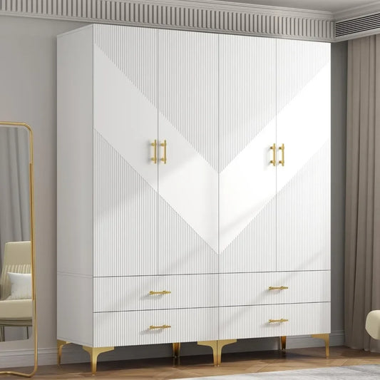 4 Doors and 4 Drawers Twill Closet Storage