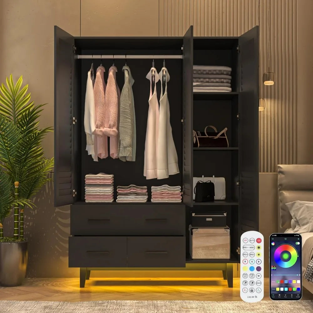 Wardrobe Cabinet with Drawers and Lights