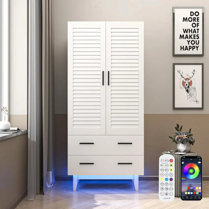 Wardrobe Cabinet with Drawers and Lights