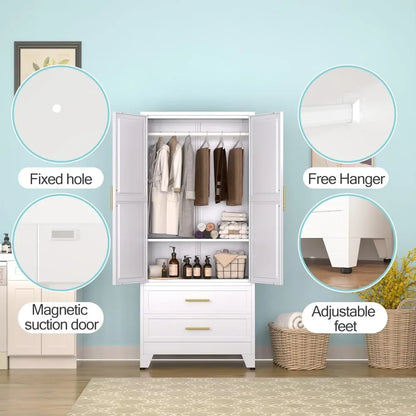 High steel wardrobe and storage cabinet