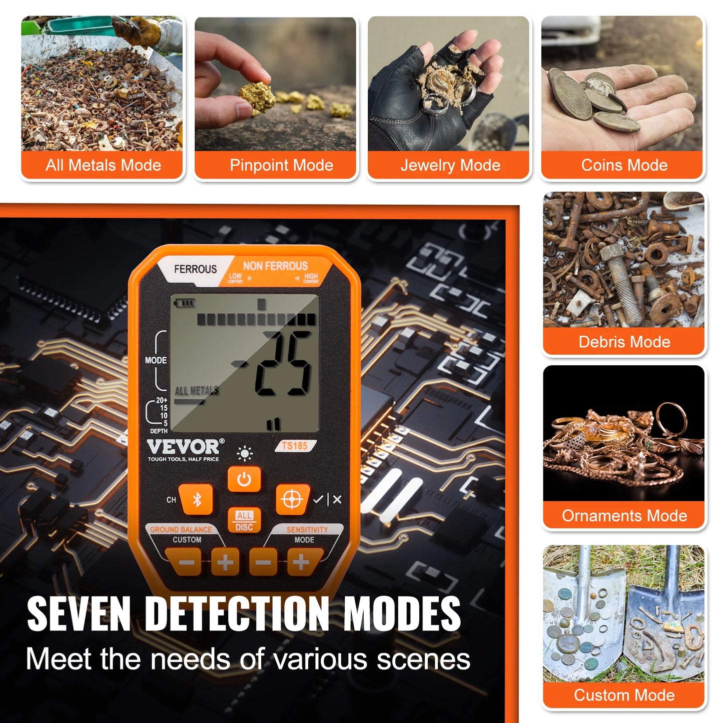 Professional Rechargeable Metal Detector With Waterproof Coil
