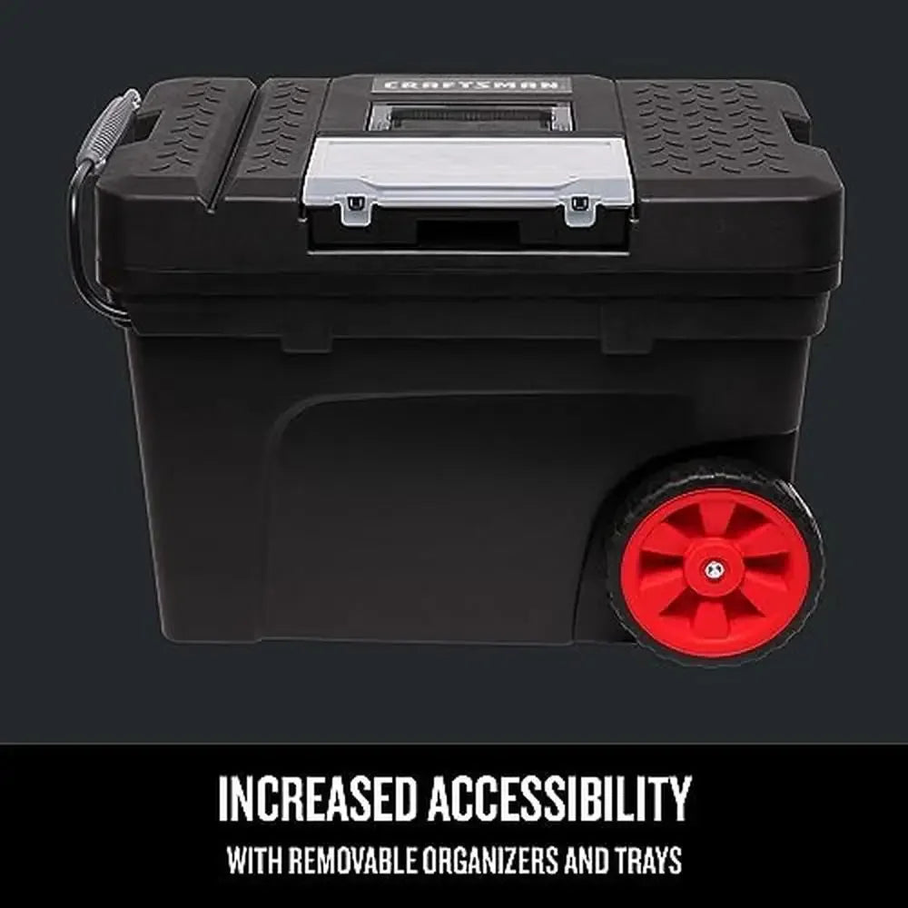 Toolbox on Wheels with Organizers and Trays