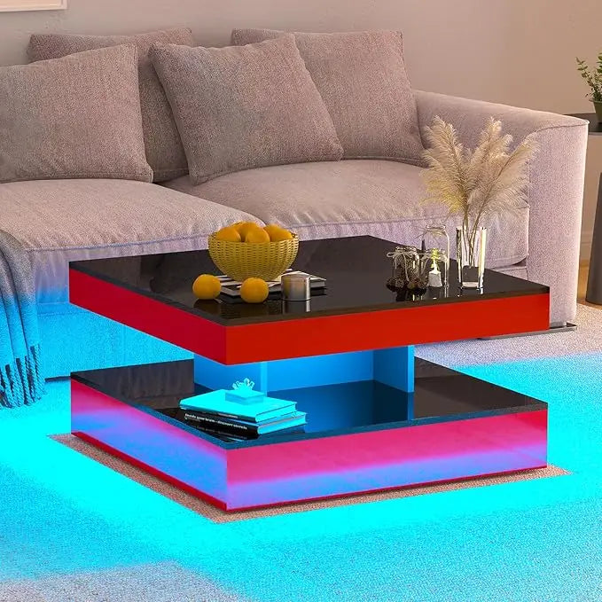 LED Coffee Table with 2 Storage Drawers