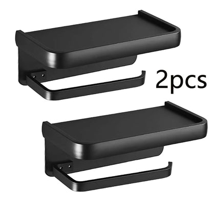 Toilet Paper Holder With Tray And Wall Mounted