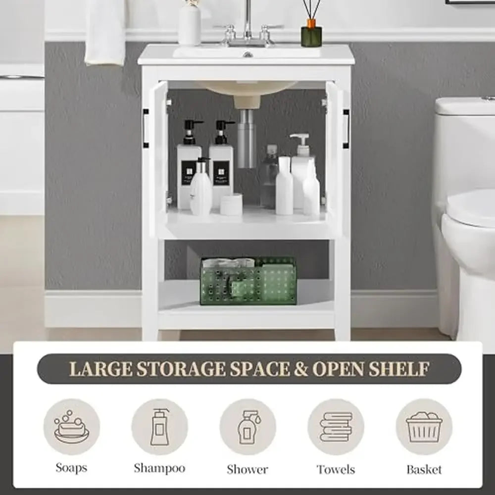 Modern Vanity Cabinet with Ceramic Basin