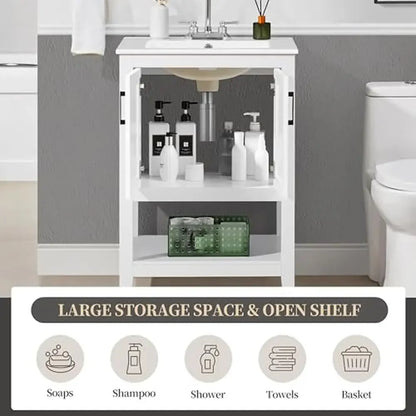 Modern Vanity Cabinet with Ceramic Basin