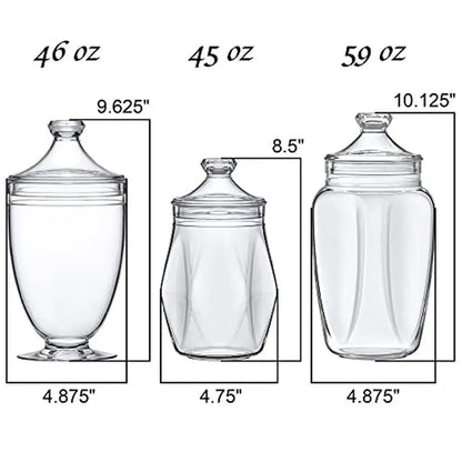 3-Piece Acrylic Plastic Containers with Lid