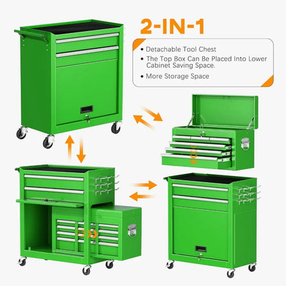 Rolling Tool Chest With Detachable Lockable Chest