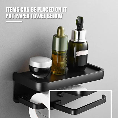 Toilet Paper Holder With Tray And Wall Mounted