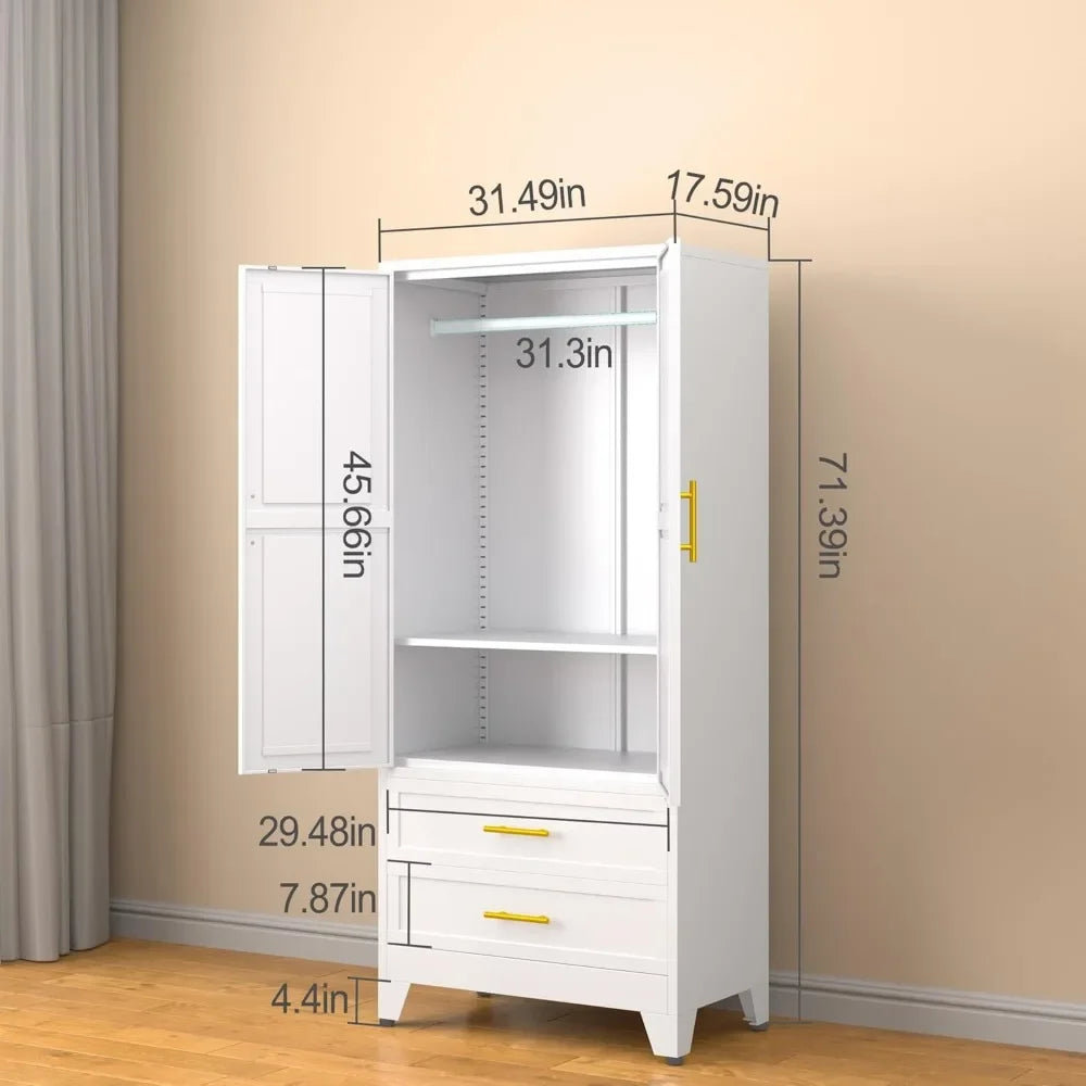 High steel wardrobe and storage cabinet