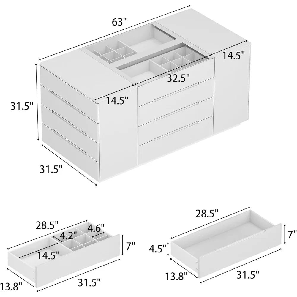 Bedroom Island Storage with LED Light