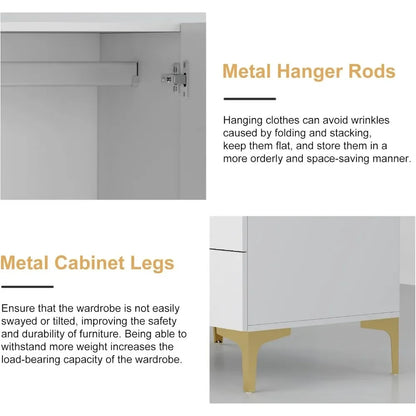 4 Doors and 4 Drawers Twill Closet Storage
