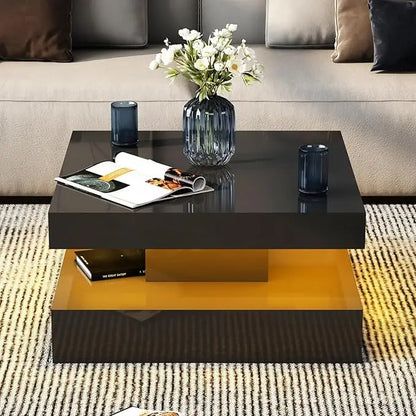 LED Coffee Table with 2 Storage Drawers
