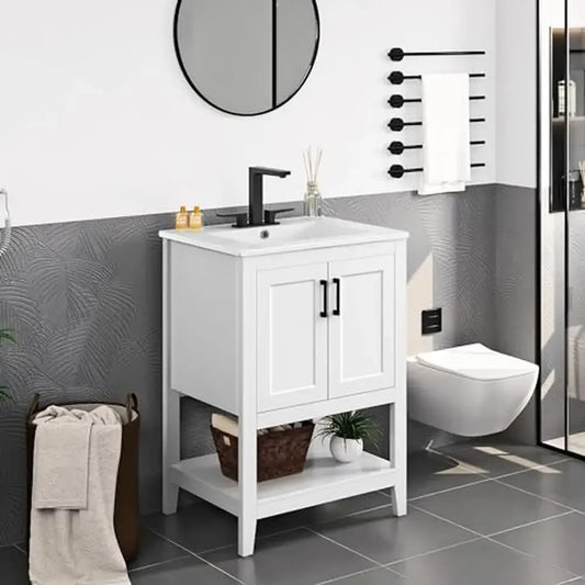 Modern Vanity Cabinet with Ceramic Basin