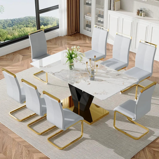Modern Marble Dining Table Set for 8