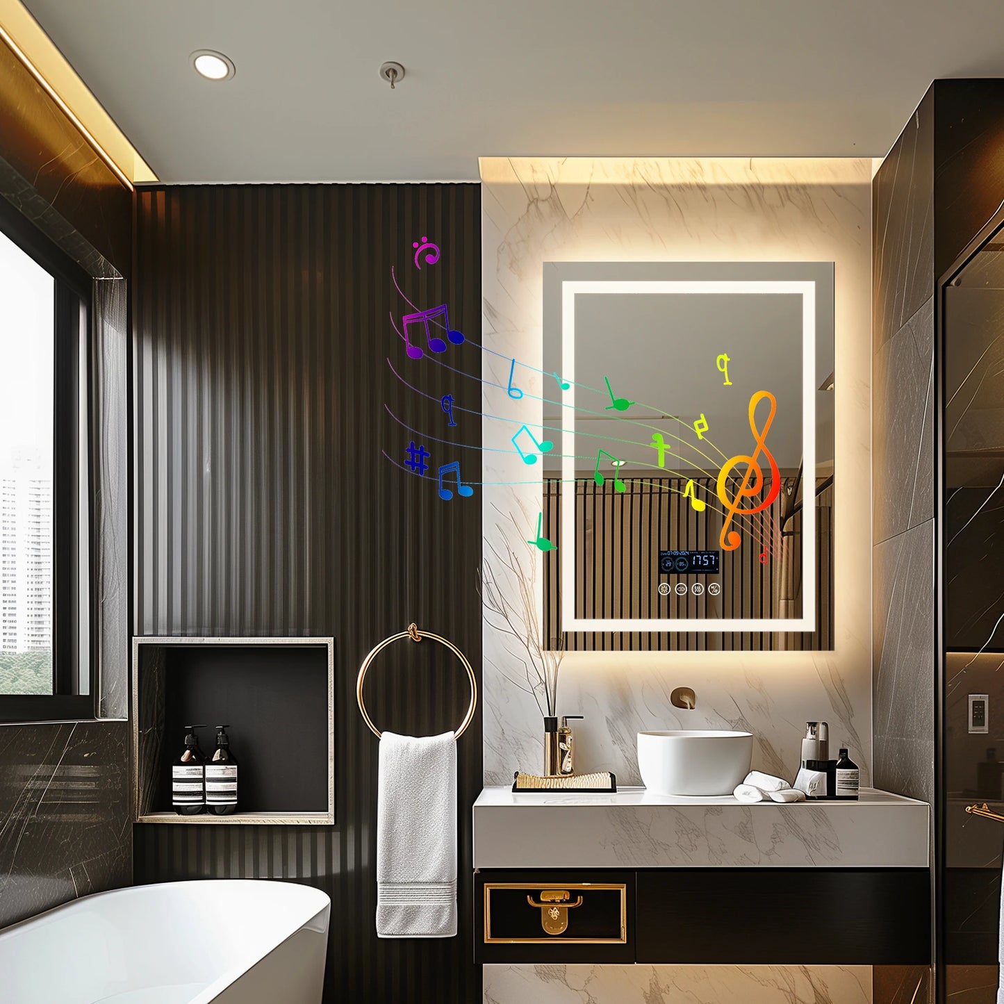 Lighted Bathroom Mirror with Bluetooth Connect