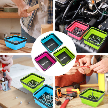 3 Pack Magnetic Silicone Foldable Parts Tray Set