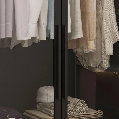 Glass Wardrobe Closet with Lights and Glass Doors