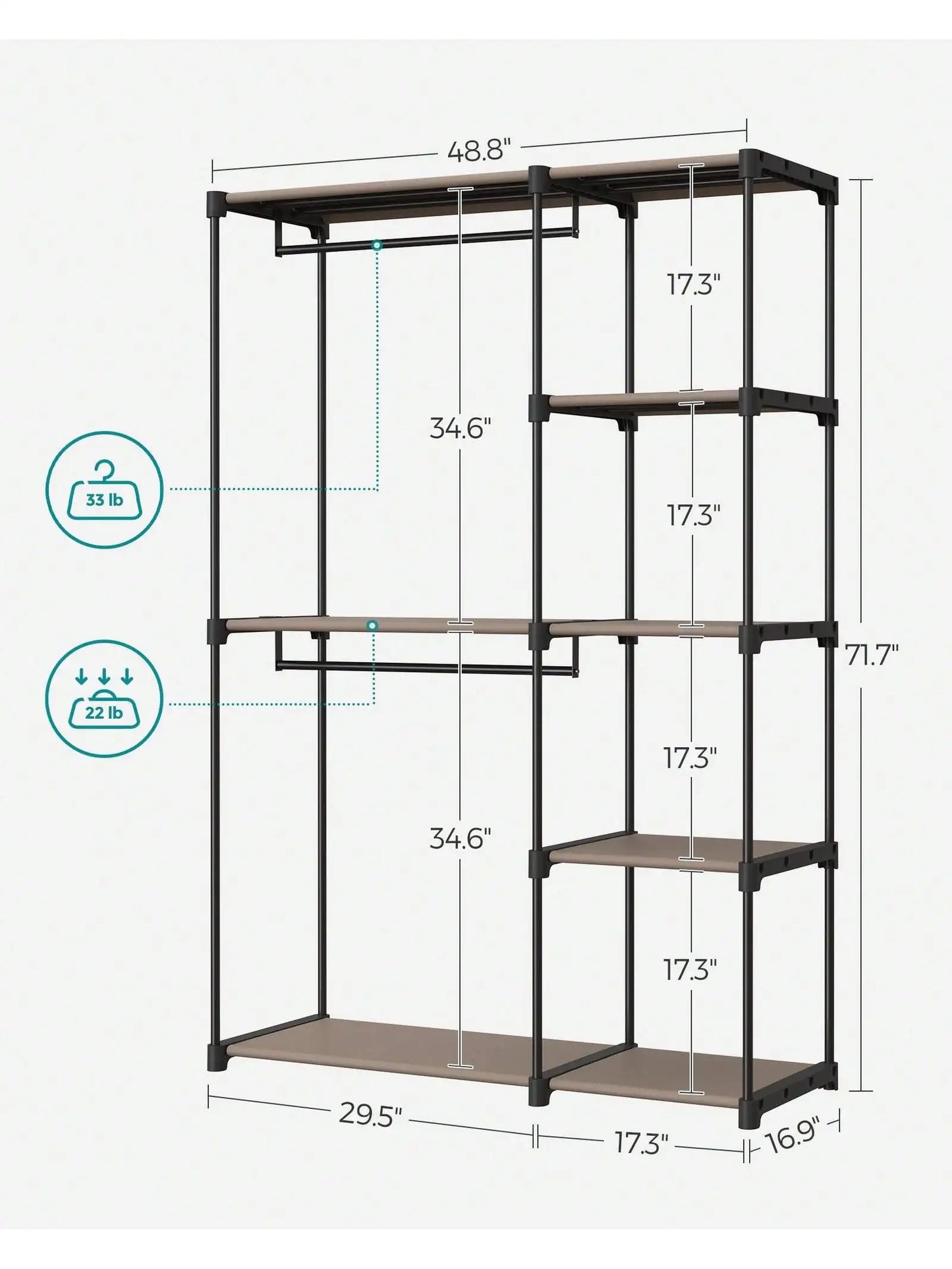 Portable Freestanding Closet Organizer With Shelves
