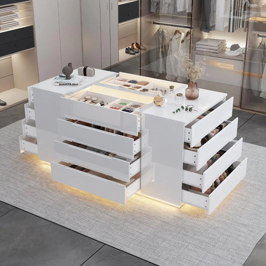 Bedroom Island Storage with LED Light