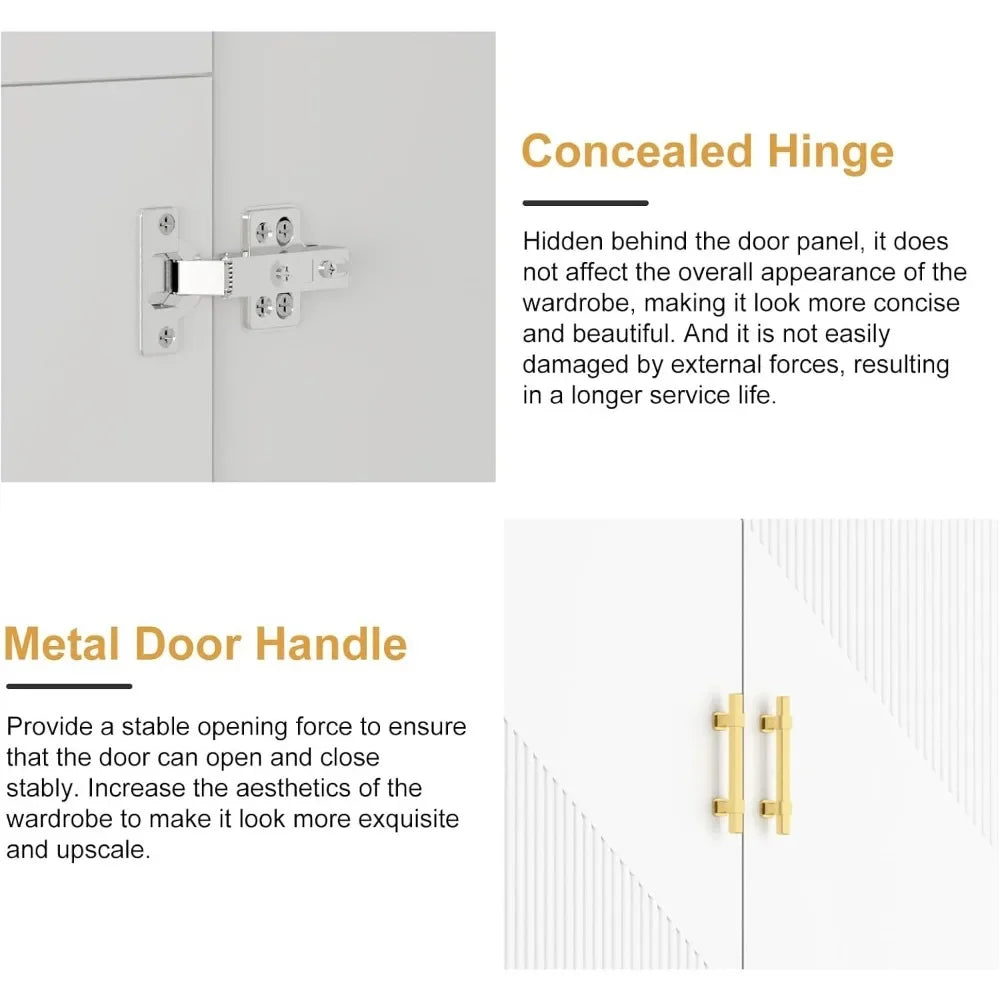 4 Doors and 4 Drawers Twill Closet Storage