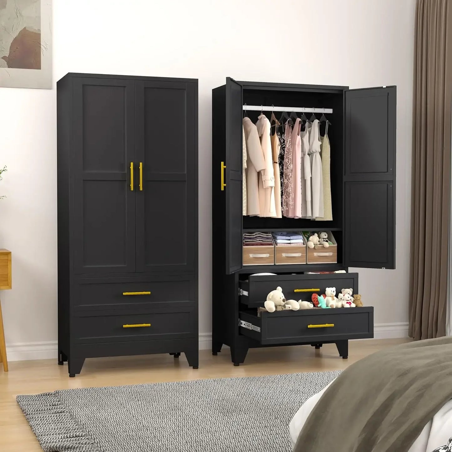 High steel wardrobe and storage cabinet