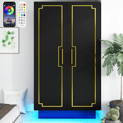 70in 4 Door or 2 Door Wardrobe Closet With LED